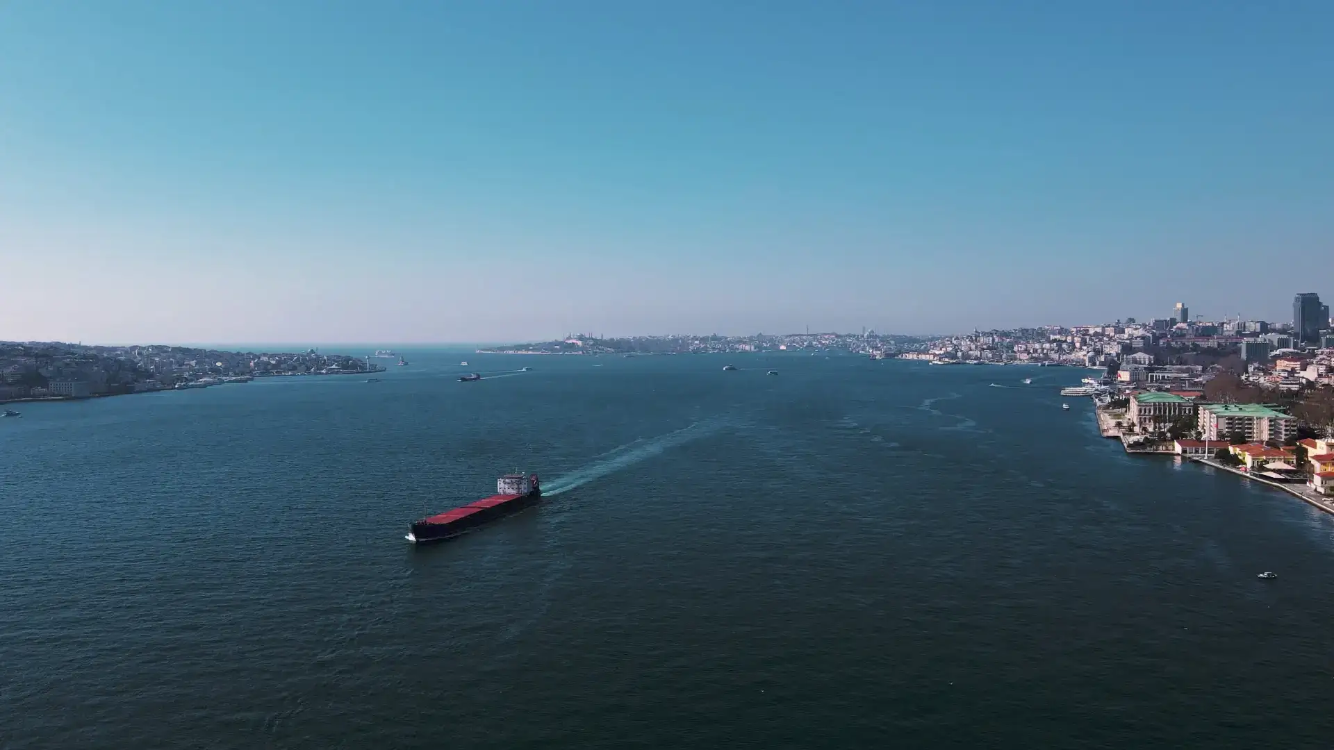 Ship passing through the Bosphorus, Istanbul